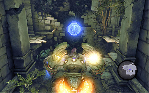 Dismount and go back to the Construct used to move the elevator - Wake the Construct (2) - To Move a Mountain - Darksiders II - Game Guide and Walkthrough