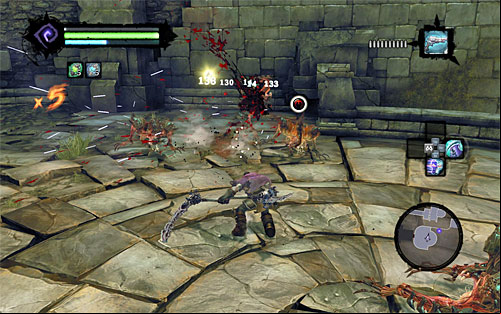In the initial stage there'll only be Prowlers to deal with, but take into that the balcony is small in size, so use area attacks, especially since you'll be surrounded by enemies quite a few times - Wake the Construct (2) - To Move a Mountain - Darksiders II - Game Guide and Walkthrough