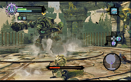 The other of Hulk's attacks is charge combined with hitting the ground with stone fists - Boss 5 - Construct Hulk - To Move a Mountain - Darksiders II - Game Guide and Walkthrough