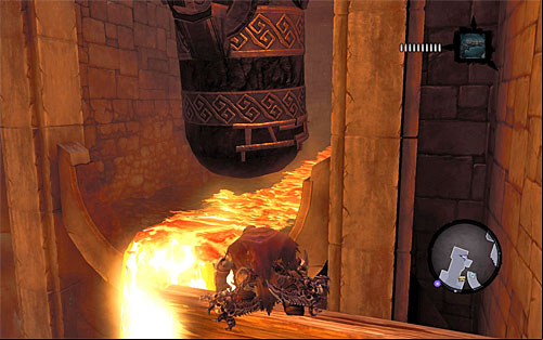Catch onto the nearby ledge and jump towards the interactive edge - Wake up the Keeper (1) - The Heart of the Mountain - Darksiders II - Game Guide and Walkthrough