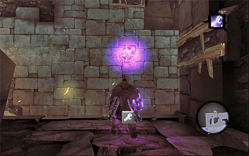 Your aim now is to reach the place in which you can lower yourself to a ledge located below - Wake up the Keeper (2) - The Heart of the Mountain - Darksiders II - Game Guide and Walkthrough