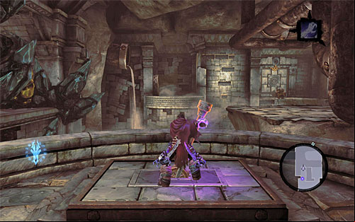 Now you can resume of the exploration of the surroundings, by catching to the interactive creepers and performing a series of wall runs, but to press SPACE, right before you reach the corner - Wake up the Keeper (3) - The Heart of the Mountain - Darksiders II - Game Guide and Walkthrough