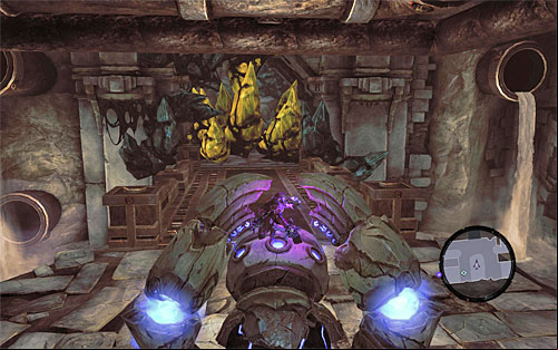 Return to the previous area and mount the construct that you used to solve the recent puzzle - Wake up the Keeper (3) - The Heart of the Mountain - Darksiders II - Game Guide and Walkthrough