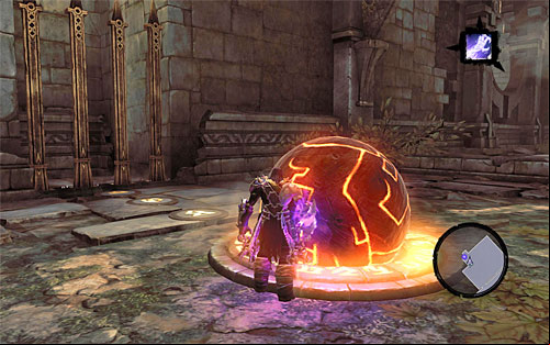 Start pushing the interactive sphere - Wake up the Keeper (3) - The Heart of the Mountain - Darksiders II - Game Guide and Walkthrough