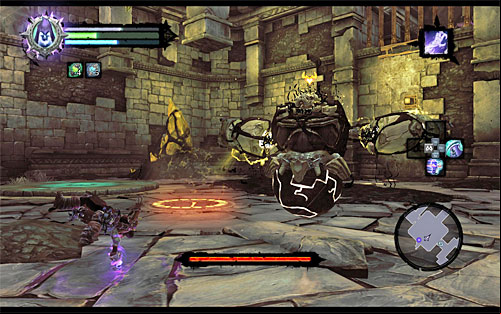 The greatest difficulty in fighting the corrupted custodian is that the boss is really tough - Boss 6 - Corrupted Custodian - The Heart of the Mountain - Darksiders II - Game Guide and Walkthrough