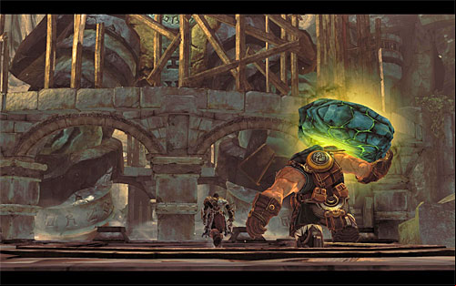 After you defeat the corrupted custodian, do not forget to collect his items lying around, and also to explore the area in search of potions and other treasures - Wake up the Keeper (4) - The Heart of the Mountain - Darksiders II - Game Guide and Walkthrough