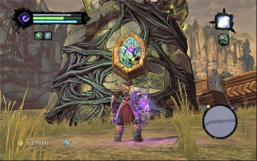 Note that the explosions made the Guardian, kneel - Boss 7 - The Guardian - The Heart of the Mountain - Darksiders II - Game Guide and Walkthrough