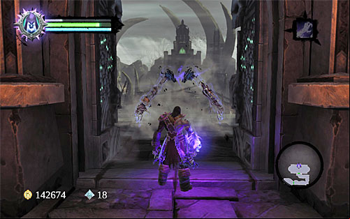 Eliminate the skeleton occupying the balcony, and take a look into the chest - Find the Eternal Throne (2) - The Lord of Bones - Darksiders II - Game Guide and Walkthrough