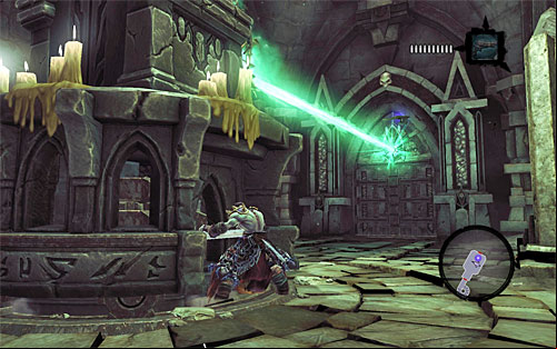 Go straight ahead and approach the statue with a lantern, which is standing in the central part of the chamber - Summon the Arena Champion (1) - The Toll of Kings - Darksiders II - Game Guide and Walkthrough