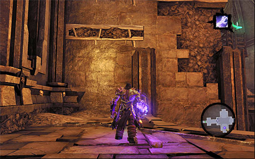 Ignore the interactive handle and turn left to scale the wall where shown on the screen - Resurrect Phariseer (1) - Phariseer - Darksiders II - Game Guide and Walkthrough