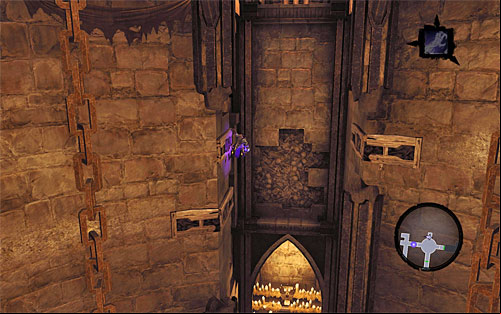 After reaching the end of the edge, grab onto the upper one to place yourself as seen on the screen - Resurrect Phariseer (2) - Phariseer - Darksiders II - Game Guide and Walkthrough