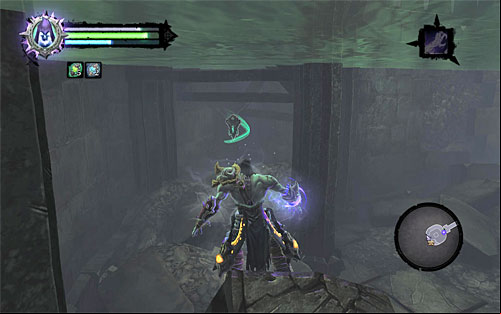 Head north, reaching an oval tower room with a demolished staircase - Find the first Soul - Judicator - Darksiders II - Game Guide and Walkthrough