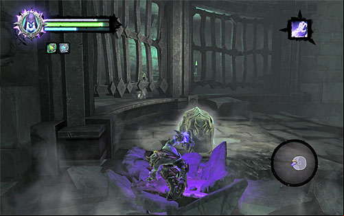 Holding onto the top edge, start moving left - Find the first Soul - Judicator - Darksiders II - Game Guide and Walkthrough