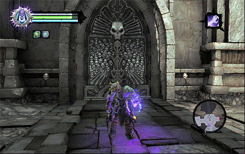 Head towards the newly unlocked east door (the above screen) to start exploring another section of the tomb - Find the second Soul (1) - Judicator - Darksiders II - Game Guide and Walkthrough