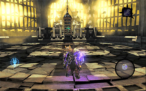 The last acrobatic performance required of you comes after Death grabs onto the top interactive edge - you need to lean back and jump towards the central platform - Find the second Soul (2) - Judicator - Darksiders II - Game Guide and Walkthrough