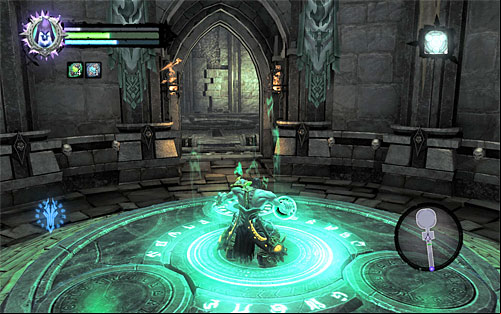 In the new corridor, wall-run on the right wall, using an interactive edge when necessary - Find the last Soul - Judicator - Darksiders II - Game Guide and Walkthrough