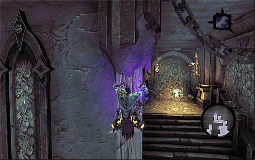 Shimmy to the right and wall run towards the vertical wooden pole - Explore the City of the Dead - western part - The City of the Dead - Darksiders II - Game Guide and Walkthrough