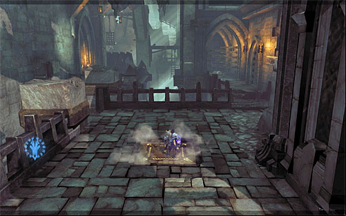 Start with positioning the death on the pressure plate seen in the above screenshot, and watch another cut scene that informs you of the changes in the environment that you may expect - Explore the City of the Dead - upper levels (1) - The City of the Dead - Darksiders II - Game Guide and Walkthrough