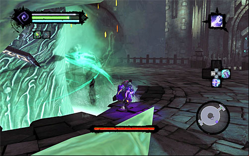 During the battle, you'd better not remain around the circumference of the arena, because, he can reach you there also - Boss 15 - The Wailing Host - The City of the Dead - Darksiders II - Game Guide and Walkthrough