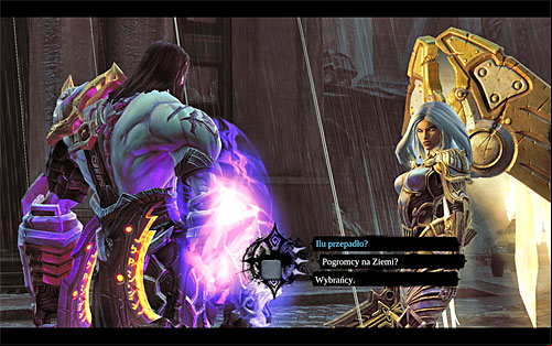 Conversation with Uriel should initiate automatically right after the battle finishes (if this does not happen, approach her) - Talk to Uriel - The Rod of Arafel - Darksiders II - Game Guide and Walkthrough