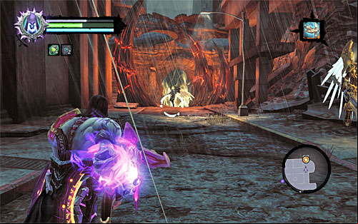 Lift your weapon and resume marching up the stairs and return to the room where there are angels - Return to Uriel with the first part - The Rod of Arafel - Darksiders II - Game Guide and Walkthrough