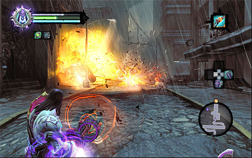 Equip the newly acquired weapon and start using it against the undead coming your way, including the exploder - Find the second part of the Rod (1) - The Rod of Arafel - Darksiders II - Game Guide and Walkthrough