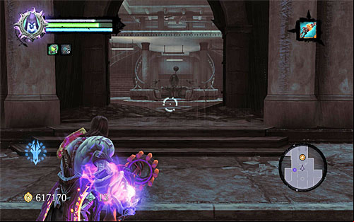 In order to end your stay on the Earth, return to the portal located, as you probably , inside one of the buildings (the above screenshot) - Return to the Crystal Spire - The Rod of Arafel - Darksiders II - Game Guide and Walkthrough