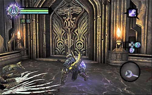 During your northbound march check out on a small balcony to the right where you will find a Boatman Coin - Find the Scribe - beginning - Stains of Heresy - Darksiders II - Game Guide and Walkthrough