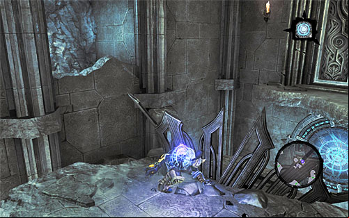 Turn now towards the highest-located portal shown in the above screenshot and make sure that you reinforce it while activating it - Find the Scribe - end - Stains of Heresy - Darksiders II - Game Guide and Walkthrough