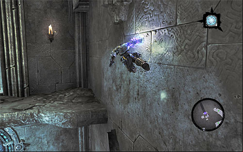 Wall run along the wall on your right, which will give you access to the door that you can see in the distance - Find the Scribe - end - Stains of Heresy - Darksiders II - Game Guide and Walkthrough