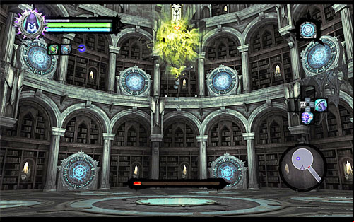 After you eliminate the angels, focus on sending the yellow spheres through the two active portals - Boss 17 - Jamaerah the Scribe - Stains of Heresy - Darksiders II - Game Guide and Walkthrough