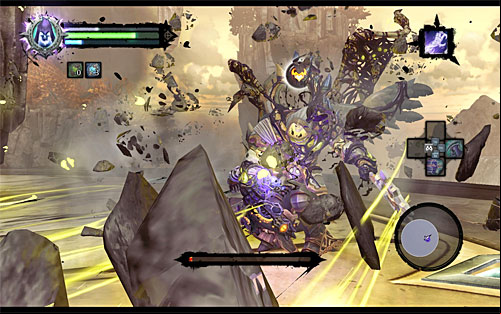 Continue the battle until the boss loses almost all of his health and wait for the Execution icon to appear again - Boss 18 - Archon - Stains of Heresy - Darksiders II - Game Guide and Walkthrough