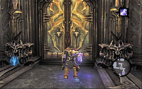 Your destination is the west balcony - there, take the age leading to the closed door you've opened while exploring the fortress in the other time zone (the above screen) - Find Samael - end - The Lord of the Black Stone - Darksiders II - Game Guide and Walkthrough