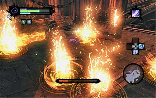 The second difficulty is that the glyphs will eventually show up on the whole arena - Boss 19 - Samael - The Lord of the Black Stone - Darksiders II - Game Guide and Walkthrough
