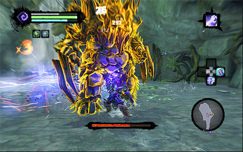 You can weaken Gorewood by any means you chose, but given that he's fairly slow I suggest using strong special attacks - Weeping Crag - Additional Locations - Darksiders II - Game Guide and Walkthrough