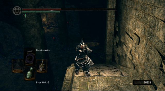 Stop halfway down the stairs and lure the enemies out - Oolacite Township - Walkthrough - Dark Souls Game Guide & Walkthrough