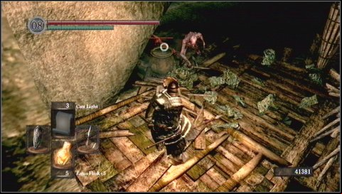 Once you by the second bracket of the bridge (similar to one with the bonfire), another blowdart owner will start to shoot you - Blighttown - p. 2 | Walkthrough - Walkthrough - Dark Souls Game Guide & Walkthrough