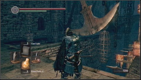 On the other side of the bridge with swinging blades, an enemy is lurking - Sens Fortress - p. 1 | Walkthrough - Walkthrough - Dark Souls Game Guide & Walkthrough