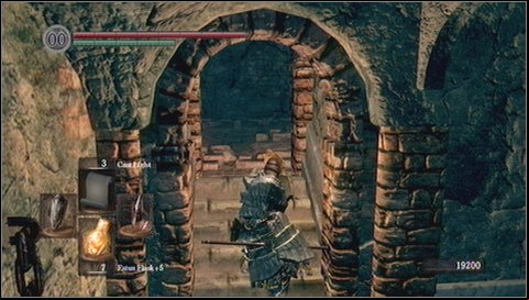 In this situation it is best to do like this: wait until ball es you and quickly run the stairs up - Sens Fortress - p. 2 | Walkthrough - Walkthrough - Dark Souls Game Guide & Walkthrough