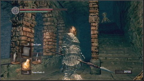 On the upper level youll find another trap with swinging blades - Sens Fortress - p. 3 | Walkthrough - Walkthrough - Dark Souls Game Guide & Walkthrough