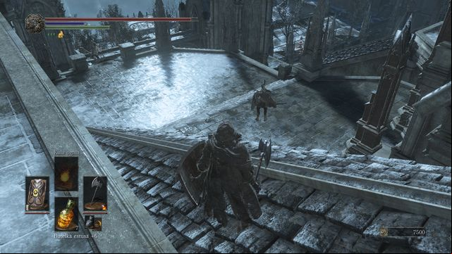 Throw a knife at your enemy to lure him upstairs. - Irithyll of the Boreal Valley - Path to Anor Londo - Walkthrough - Dark Souls III Game Guide & Walkthrough