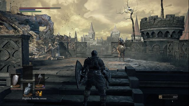 When near the ladder, watch out from the enemies appearing from out of nowhere. - High Wall of Lothric - from the Bonfire - Walkthrough - Dark Souls III Game Guide & Walkthrough