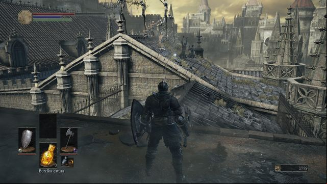 In the place shown in the screen, one of the undead will start transforming after you come close to him - High Wall of Lothric - from the Bonfire - Walkthrough - Dark Souls III Game Guide & Walkthrough