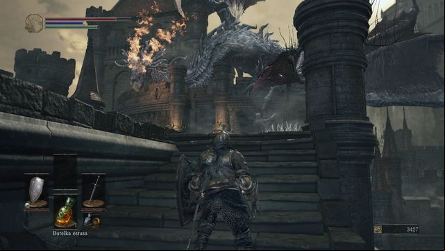 Run upstairs and go back - the dragon will set a group of enemies on fire. - High Wall of Lothric - Walkthrough - Dark Souls III Game Guide & Walkthrough