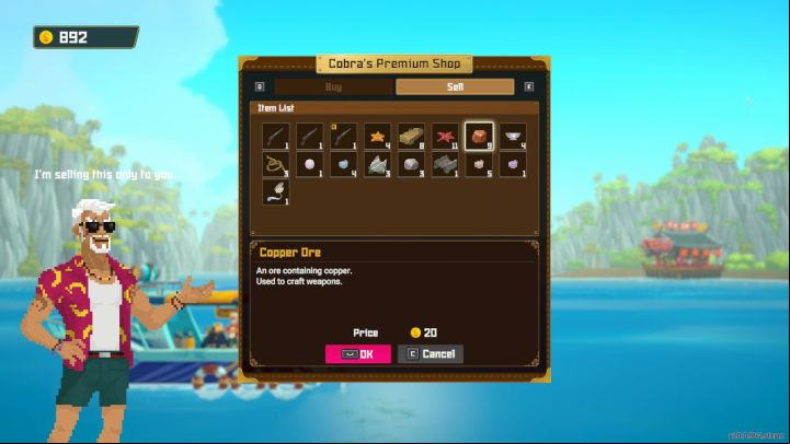 In a separate Sell tab, you can sell unwanted items from your inventory - Dave the Diver: How to unlock Cobra Shop? - Fishing - Dave the Diver Guide