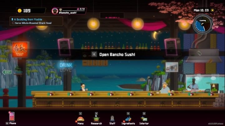 The ability to purchase and customize various elements of the bar's equipment will be unlocked quite early in the game - Dave the Diver: How to change the appearance of bar and boat? - Sushi bar - Dave the Diver Guide