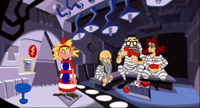 Leave the room and head downstairs - Restoring power to Lavernes capsule - Walkthrough - Day of the Tentacle: Remastered - Game Guide and Walkthrough
