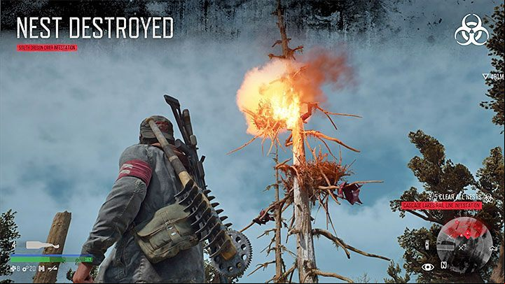 The second version of nests, used by mutated birds, appear in the southern part of the map - Days Gone: Trophies list - Trophy Guide - Days Gone Guide