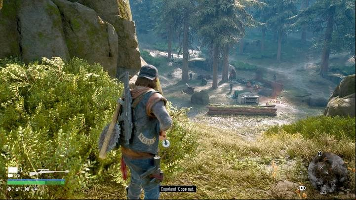 Most of the enemies are in the center of the camp. The rest resides the hills nearby. - Days Gone: Marauder Camp Hunter - walkthrough - Main storyline - Days Gone Guide