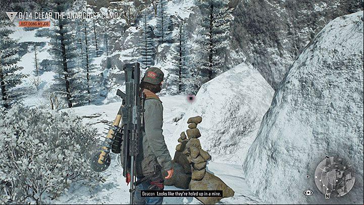Anarchist Cairn 2 can be found near the entrance to the mine - Days Gone: How to unlock Go Kick Rocks Trophy? - Trophy Guide - Days Gone Guide